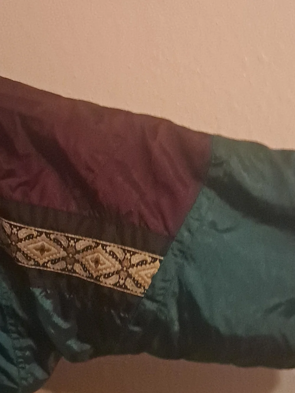 Womens Teal and Dark Brown Puffer Jacket with Contrast Trim Medium